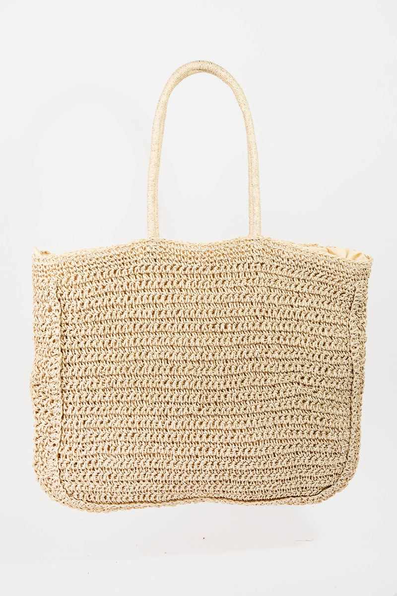 Fame Flower Braided Tote Bag db5c4001-b981-4345-984a-d78a0d502bbb-Max Trendsi