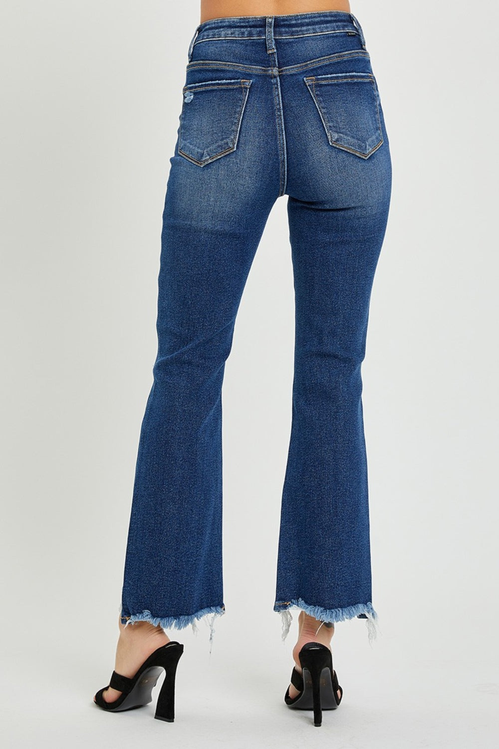 RISEN High Rise Distressed Crop Flare Jeans db7a0504-ec90-4064-8005-0a88f1ecdd8b-Max Trendsi