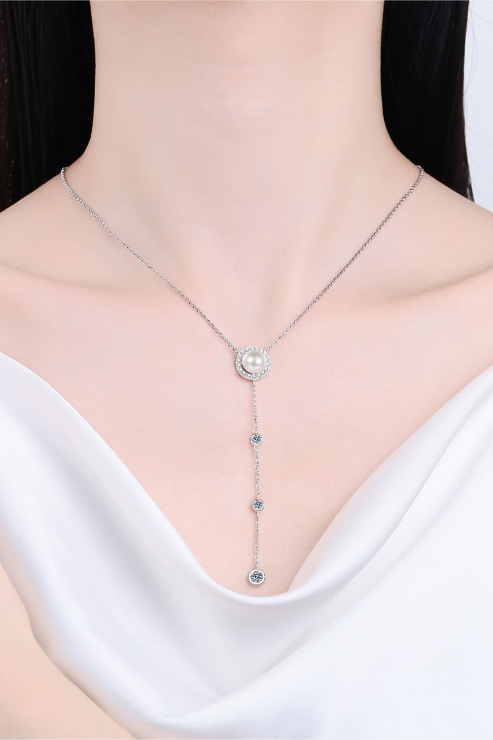 Moissanite Rhodium-Plated Necklace Silver One Size db8b3dcd7bd440e495812f16982583d0-Max Trendsi