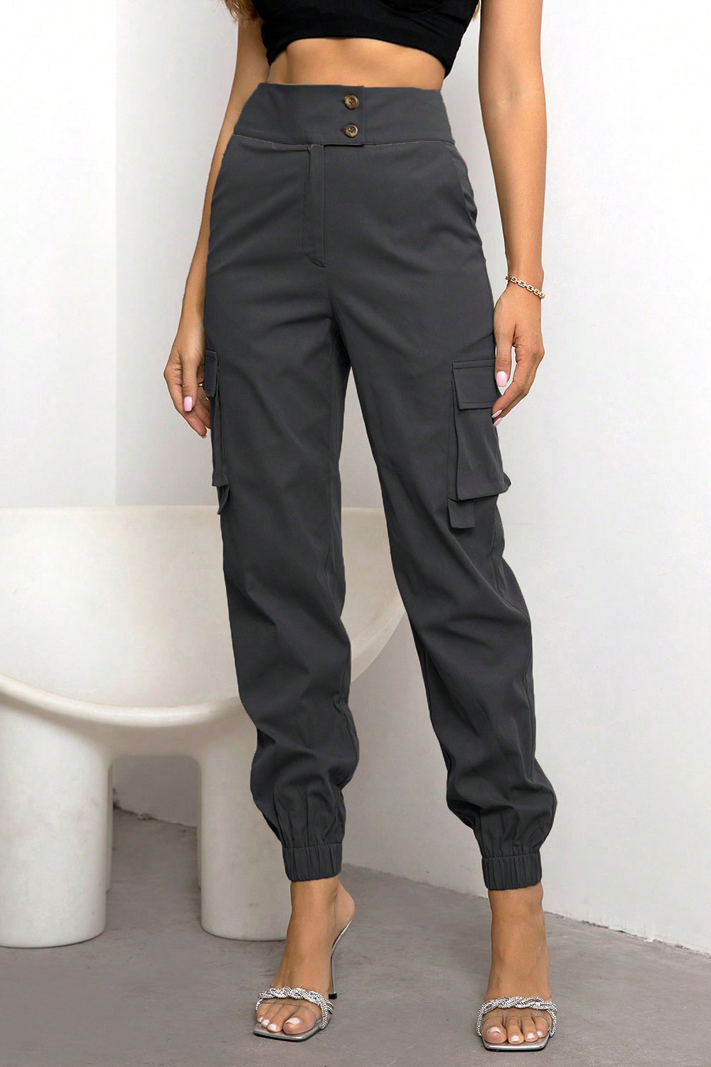 High Waist Cargo Pants dbddc27c4a604411bbfbec144904d61e-Max Trendsi