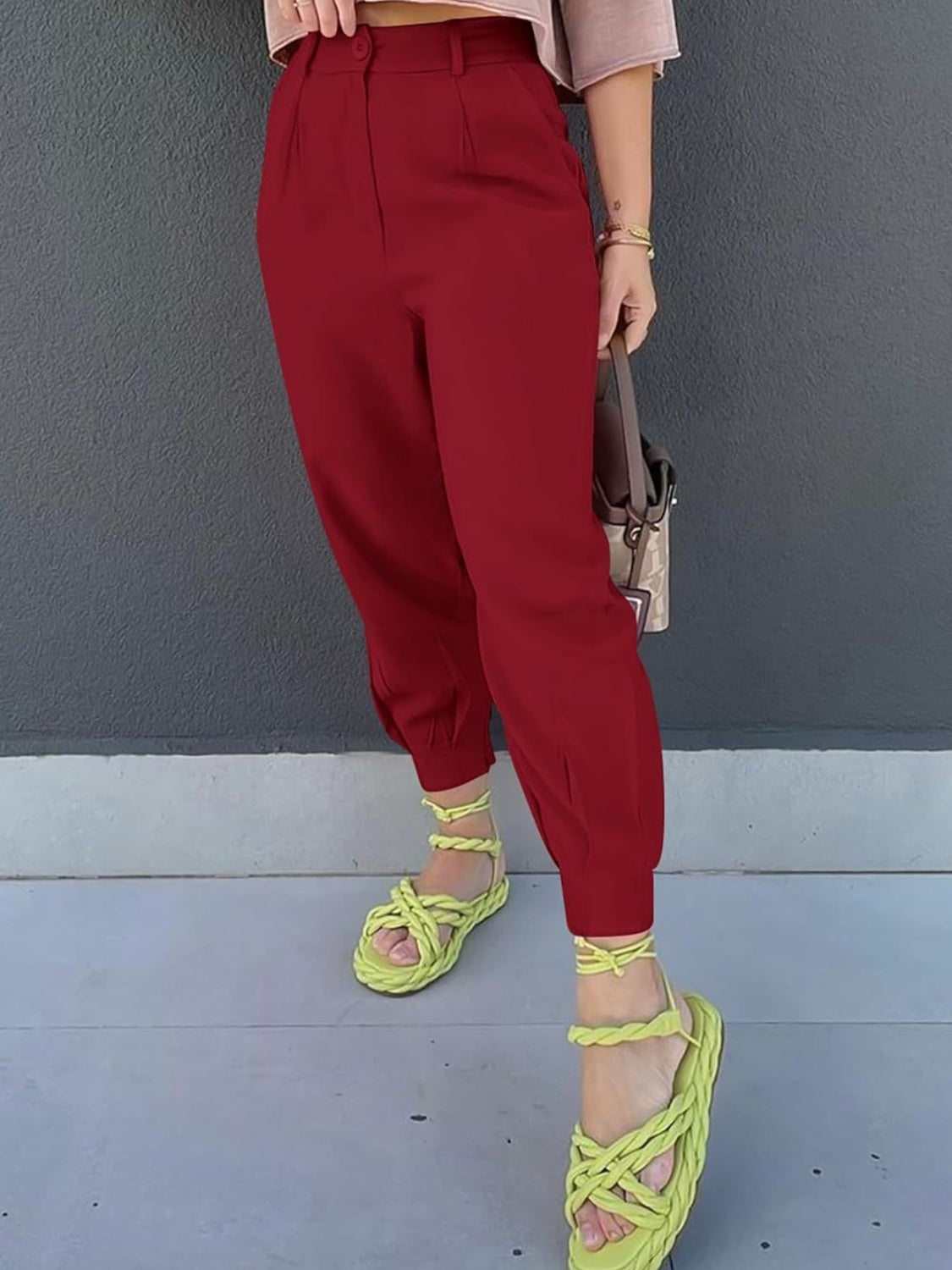 High Waist Cropped Pants dbfd4a8b-544a-43ed-ab72-4aac418bc041-Max Trendsi