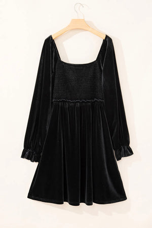 Plus Size Smocked Square Neck Long Sleeve Dress dc845991-21f9-4106-8054-7db5f3ffcc81-Max Glownestbest