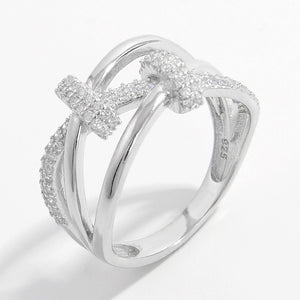 Inlaid Zircon 925 Sterling Silver Crisscross Ring dc8a090c-7be9-4433-907b-c6fd317299d2-Max Trendsi