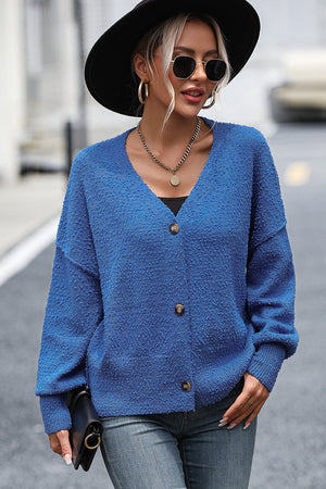 Button-Up Dropped Shoulder Cardigan Blue dc961824f93c4b609611d4d59abc3a63-Max Glownestbest