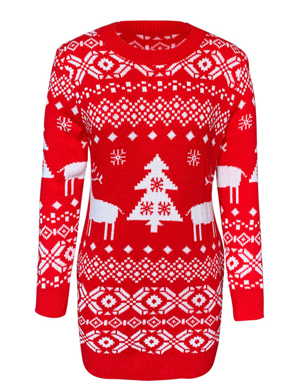 Christmas Element Round Neck Mini Sweater Dress dd160f6cb20c4c919664650966e126b1-Max Glownestbest