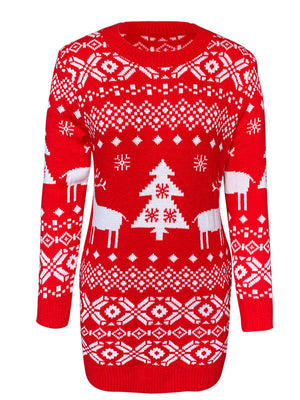 Christmas Element Round Neck Mini Sweater Dress dd160f6cb20c4c919664650966e126b1-Max Glownestbest