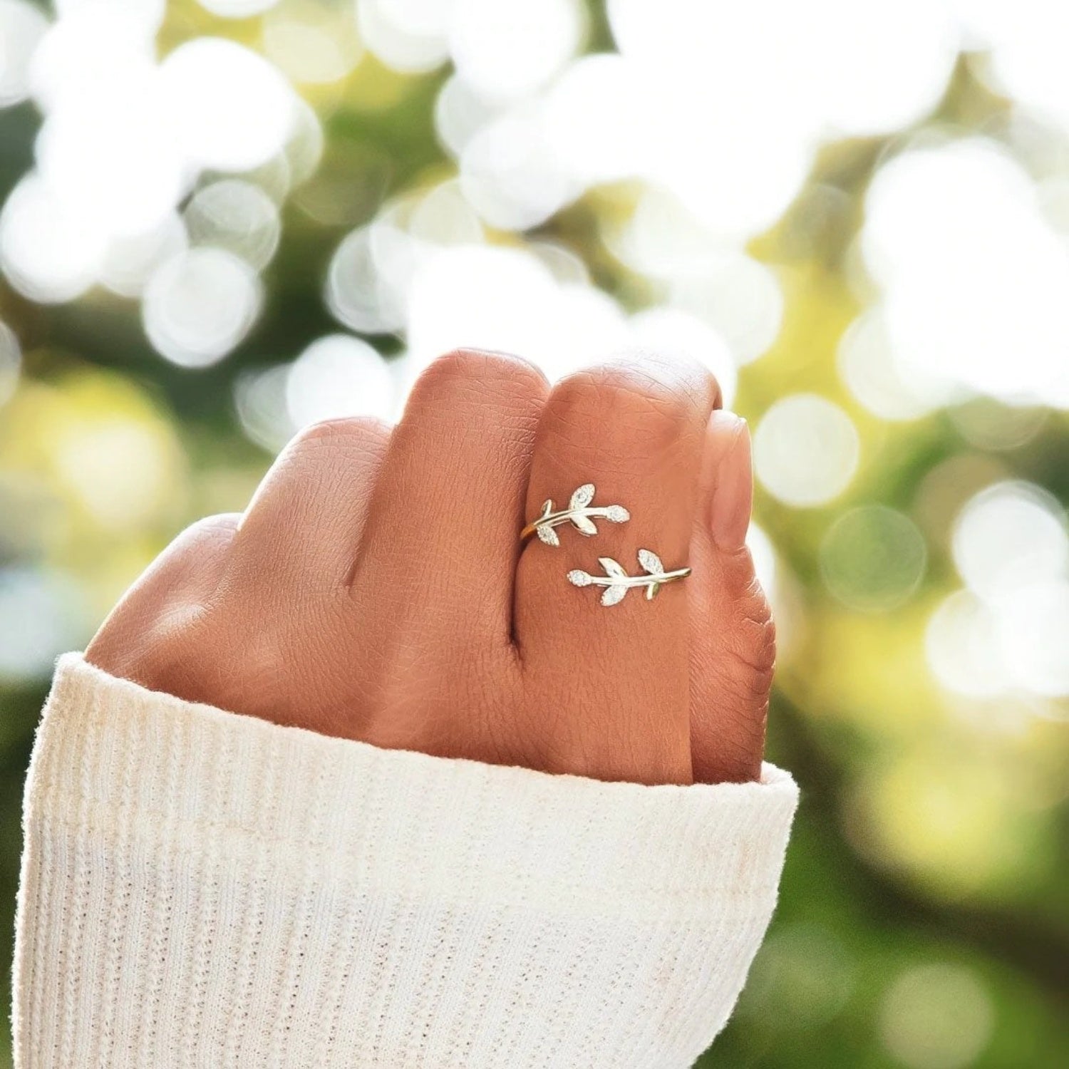 925 Sterling Silver Zircon Leaf Shape Ring dd33047b-1231-4206-87fa-1c29288e7fbc-Max Trendsi