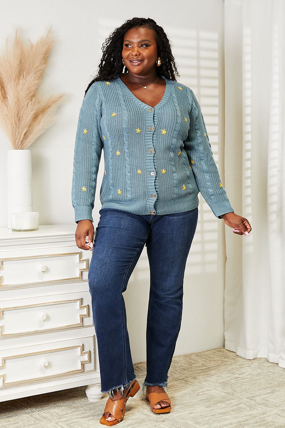 Glownestbest® | HEYSON Full Size Floral Embroidered Cable Cardigan dd398a0b2c734181a9931f6f18a24008-Max Glownestbest