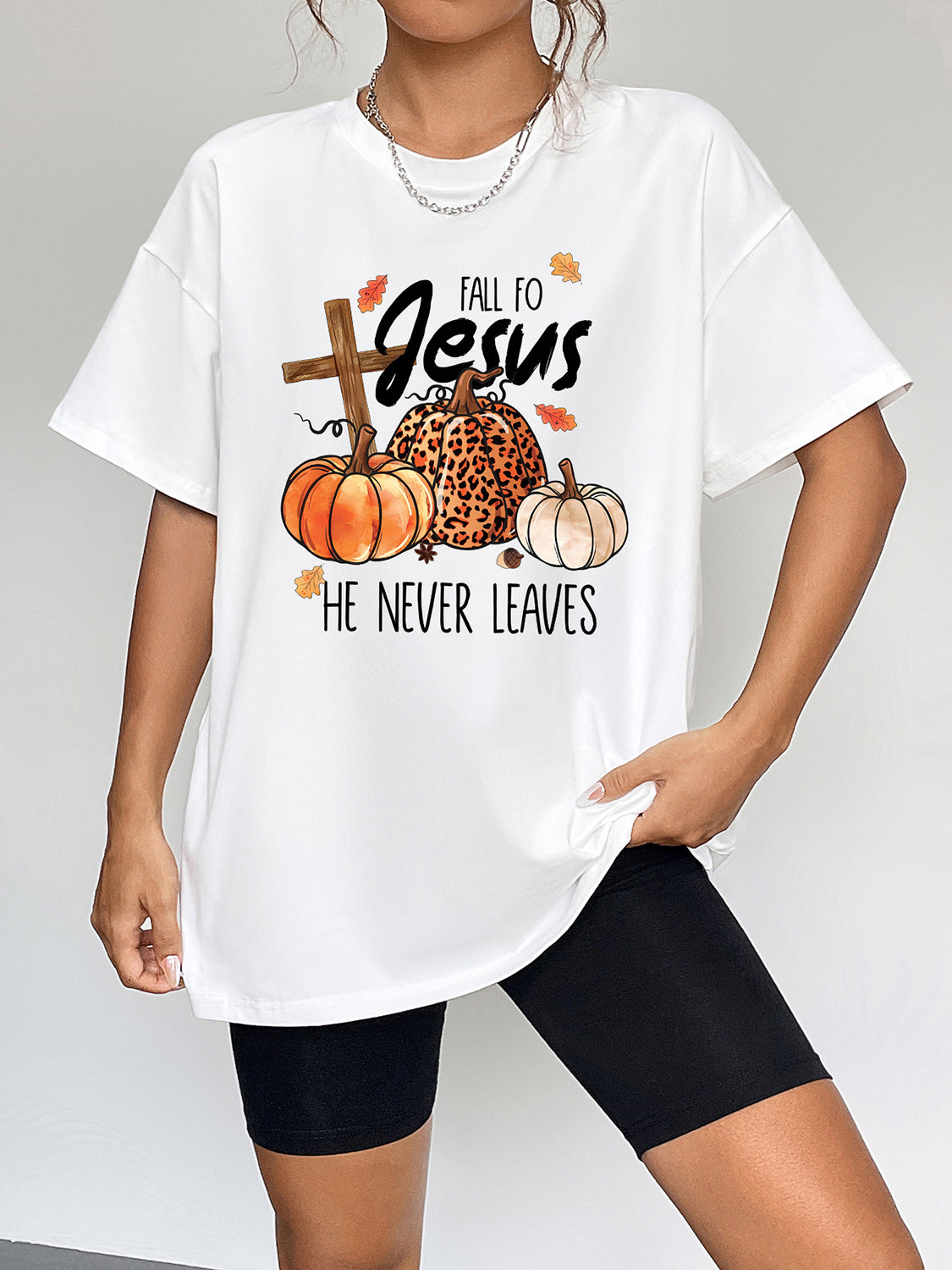 Glownestbest ® | Round Neck Short Sleeve Fall Season Graphic T-Shirt White dd46bb391885421281ebea4dd6ec6297-Max Glownestbest
