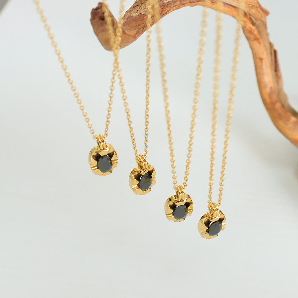 18K Gold Simple Atmospheric Oval Inlaid Zircon Carving Design Versatile Pendant Necklace dd698150-a874-46b7-9356-ee3d21e6dd6e Artshiney