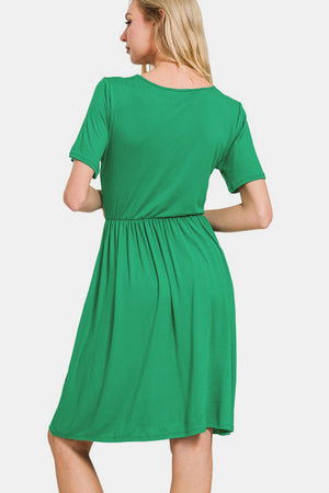Zenana Surplice Short Sleeve Brushed DTY Dress ddd41ed9-e6ee-4ca5-9622-aa9661fbcdd1-Max Trendsi