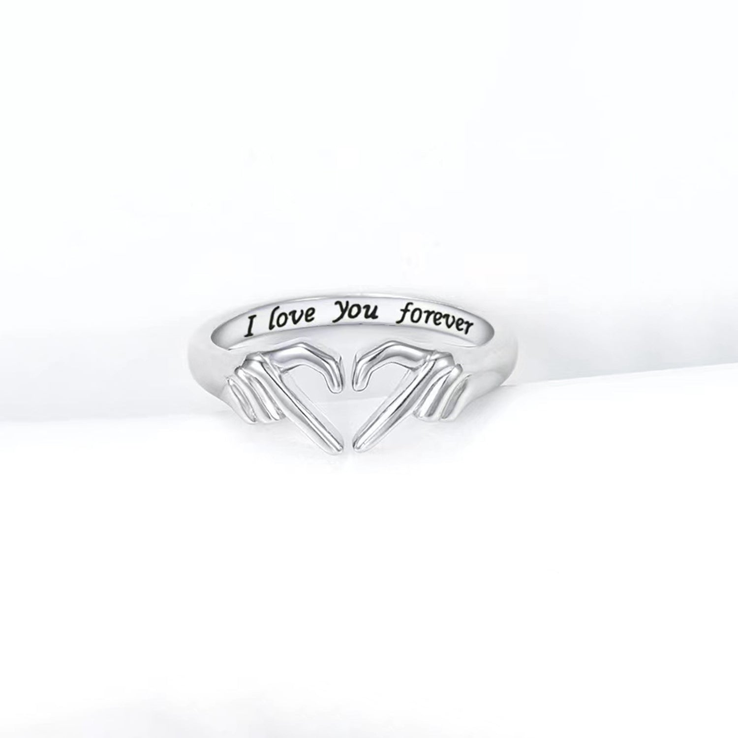 Hand Heart Shape 925 Sterling Silver Open Ring dde25adb-d150-44b0-a6cb-a6e5d947ab65-Max Trendsi