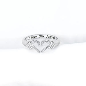 Hand Heart Shape 925 Sterling Silver Open Ring dde25adb-d150-44b0-a6cb-a6e5d947ab65-Max Trendsi