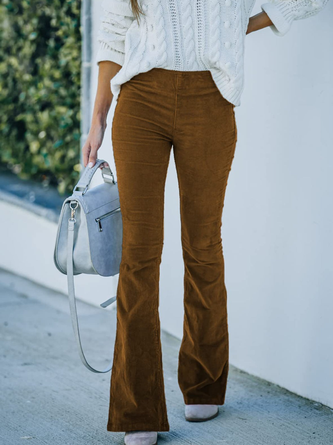 High Waist Bootcut Pants Terracotta de10aa3f6fae4742b21a3110d32b7020-Max Trendsi