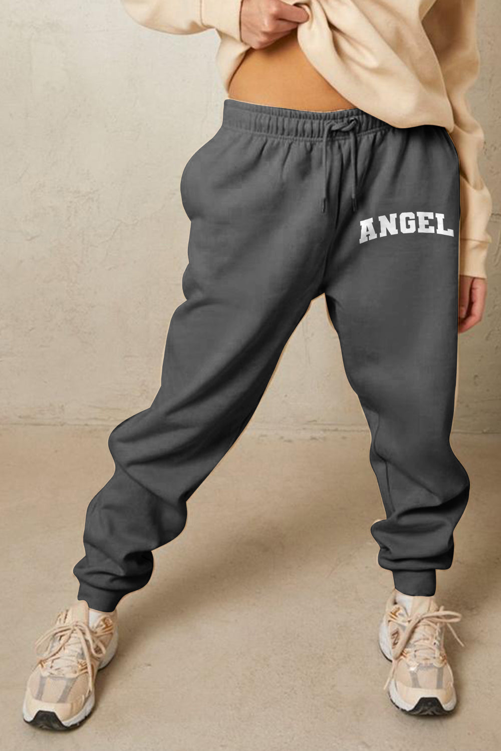 Simply Love Simply Love Full Size Drawstring Angel Graphic Long Sweatpants de5511d8d66541fa99ea264e726e12ca-Max Trendsi