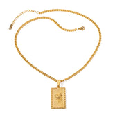 18K Gold Exquisite Fashion Rectangular Rose Tag Design Necklace Only de6e157a-9b98-4151-9ec0-b4889deddfbd Artshiney