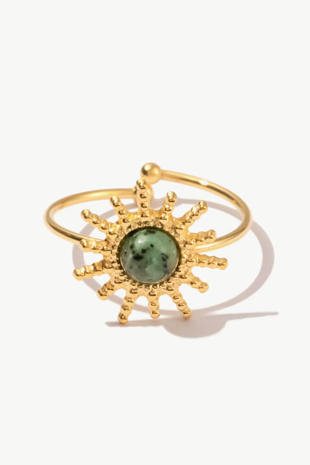 Natural Stone Sun Shape Open Ring Gold Sage One Size de80e89af95946f2a98a704921e7951f-Max Trendsi