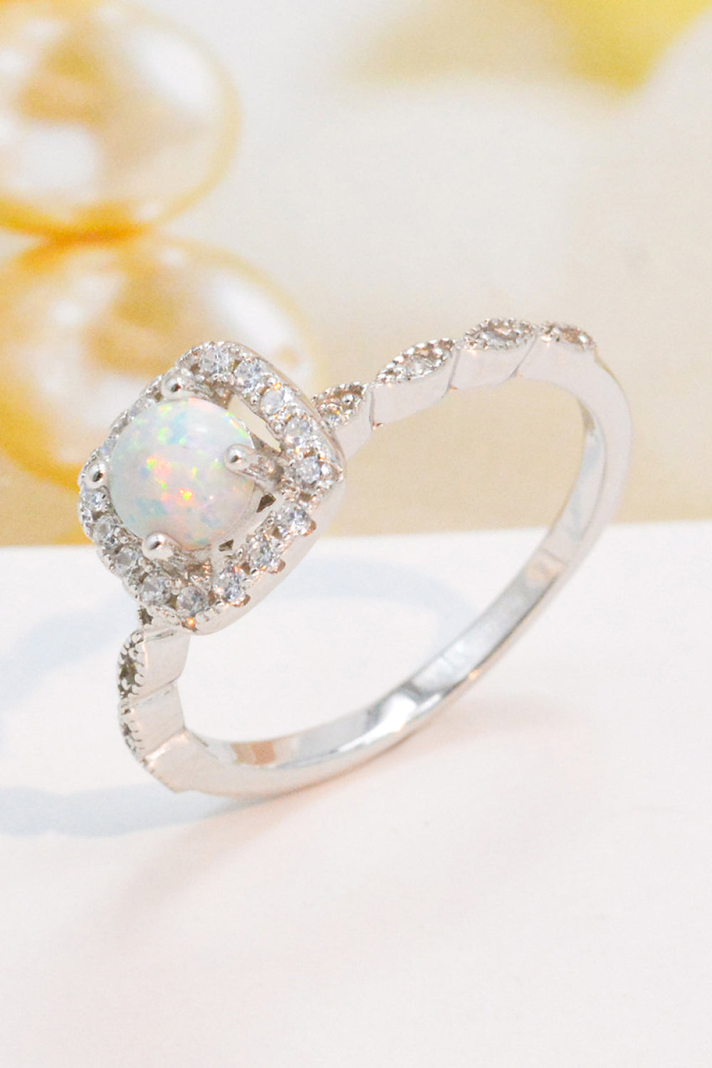 925 Sterling Silver Inlaid Opal Ring de8fbb8e9afb444db2a101cc1e7290f8-Max Trendsi