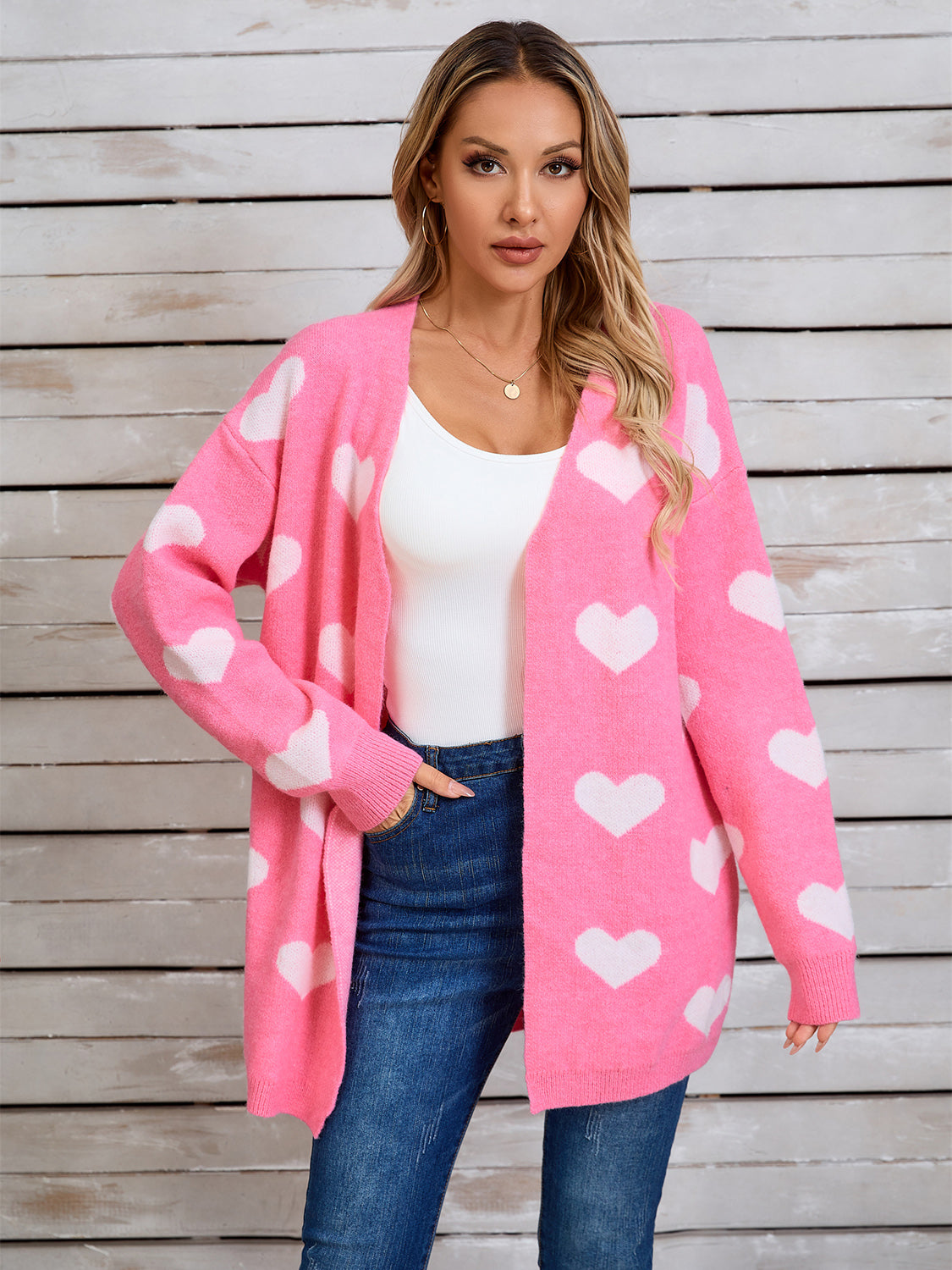Heart Open Front Long Sleeve Cardigan deb6d41b-8836-4db3-afb4-b816655438af-Max Glownestbest