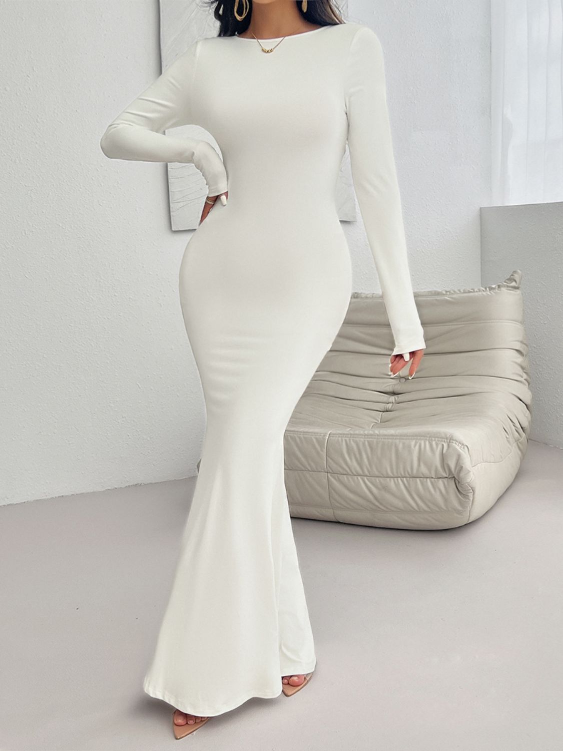 Devine Backless Round Neck Long Sleeve Maxi Dress Ivory deecf0f0-bb60-41c6-9140-db8a307df4d6-Max Glownestbest