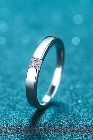 Inlaid Moissanite Rhodium-Plated Ring df1e7ef6a5e940e284adfec304cc57fc-Max Trendsi