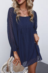 Textured Square Neck Mini Dress Blue df20a04d9a5a4e81b9924c26d2dadc90-Max Glownestbest
