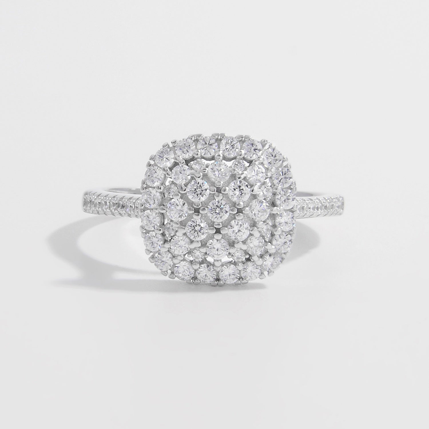 925 Sterling Silver Inlaid Zircon Square Shape Ring Silver df3ca049-e882-4e99-bd63-a6e58d58a829-Max Trendsi