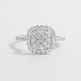 925 Sterling Silver Inlaid Zircon Square Shape Ring Silver df3ca049-e882-4e99-bd63-a6e58d58a829-Max Trendsi