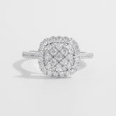 925 Sterling Silver Inlaid Zircon Square Shape Ring Silver df3ca049-e882-4e99-bd63-a6e58d58a829-Max Trendsi