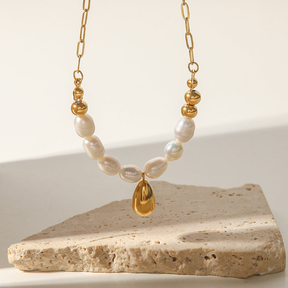 18K Golden Baroque Freshwater Pearl French elegant necklace dfe61484-037a-4639-8d88-a21bde65aaf3 Glownestbest