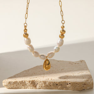18K Golden Baroque Freshwater Pearl French elegant necklace dfe61484-037a-4639-8d88-a21bde65aaf3 Glownestbest