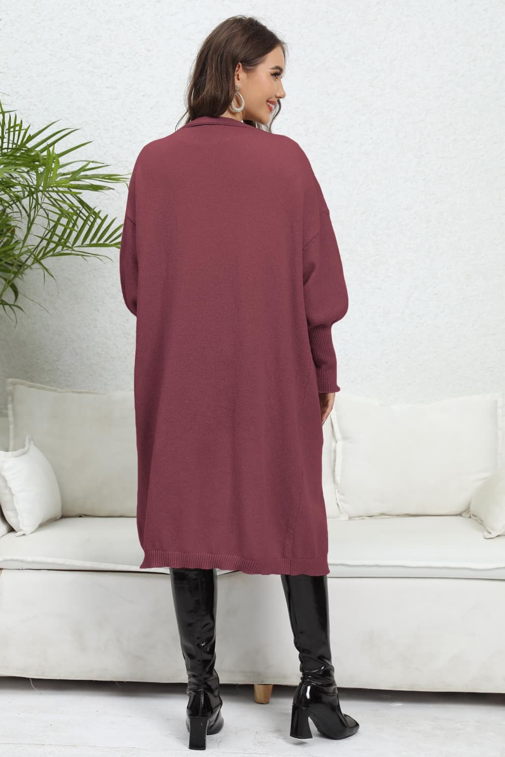 Lantern Sleeve Open Front Pocketed Cardigan dffb45fe76724939bf08c648a2dbedf0-Max Glownestbest