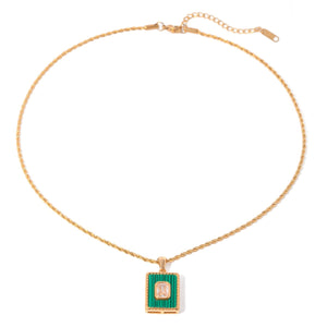 18K Gold Fashion Personalized Rectangular Gemstone Pendant Necklace e08e8f6d-cd88-408e-95b4-3db847fc134e Glownestbest