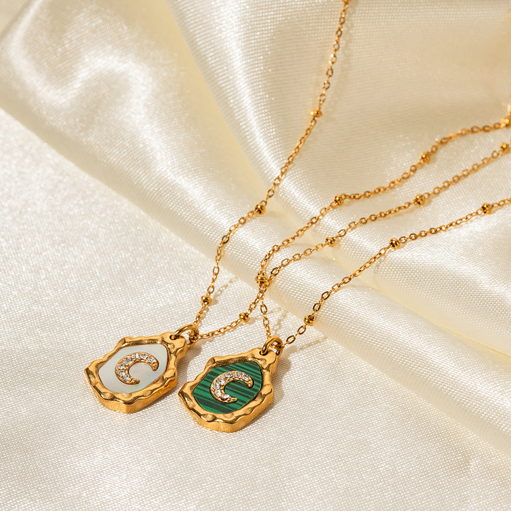 18k Gold Exquisite and Fashionable Irregular Bezel with Moon Inlaid Zircon Design Pendant Necklace e0c743ce-6ff7-431d-ab4b-95920c8f3a94 Artshiney