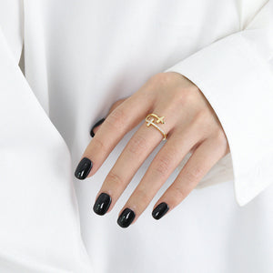 Zircon 925 Sterling Silver Double Cross Bypass Ring e116a477-4f32-4dd0-9c05-385bbd0e8924-Max Trendsi