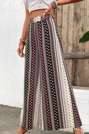 Shiny Floral High Waist Wide Leg Pants e172e3d95a3b49b0b0eda2f707eec5be-Max Trendsi