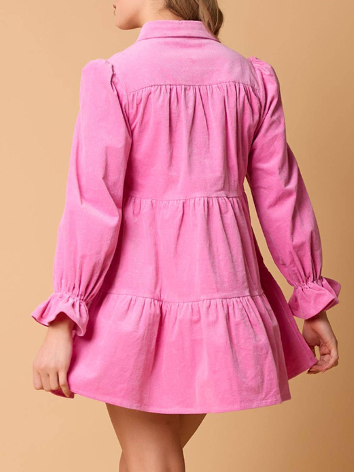 Collared Neck Flounce Sleeve Mini Dress e1e03347-108f-4821-9332-dbe0a6c1f108-Max Glownestbest