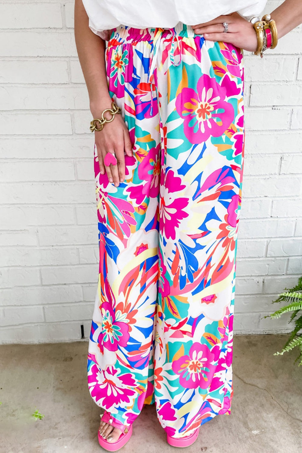 Printed Wide Leg Pants Hot Pink e2057dc4-24e2-447f-80ee-e03b9ceb029e-Max Trendsi
