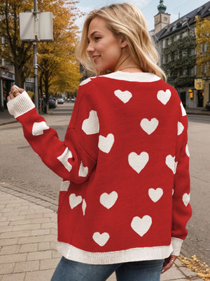 Heart Button Up Dropped Shoulder Long Sleeve Cardigan e210edcc-47e2-4195-be79-d35fd584457e-Max Glownestbest