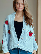 Strawberry Button Down Long Sleeve Cardigan Pastel Blue One Size e2140ef2-954c-47c2-986b-f061dae23d68-Max Glownestbest