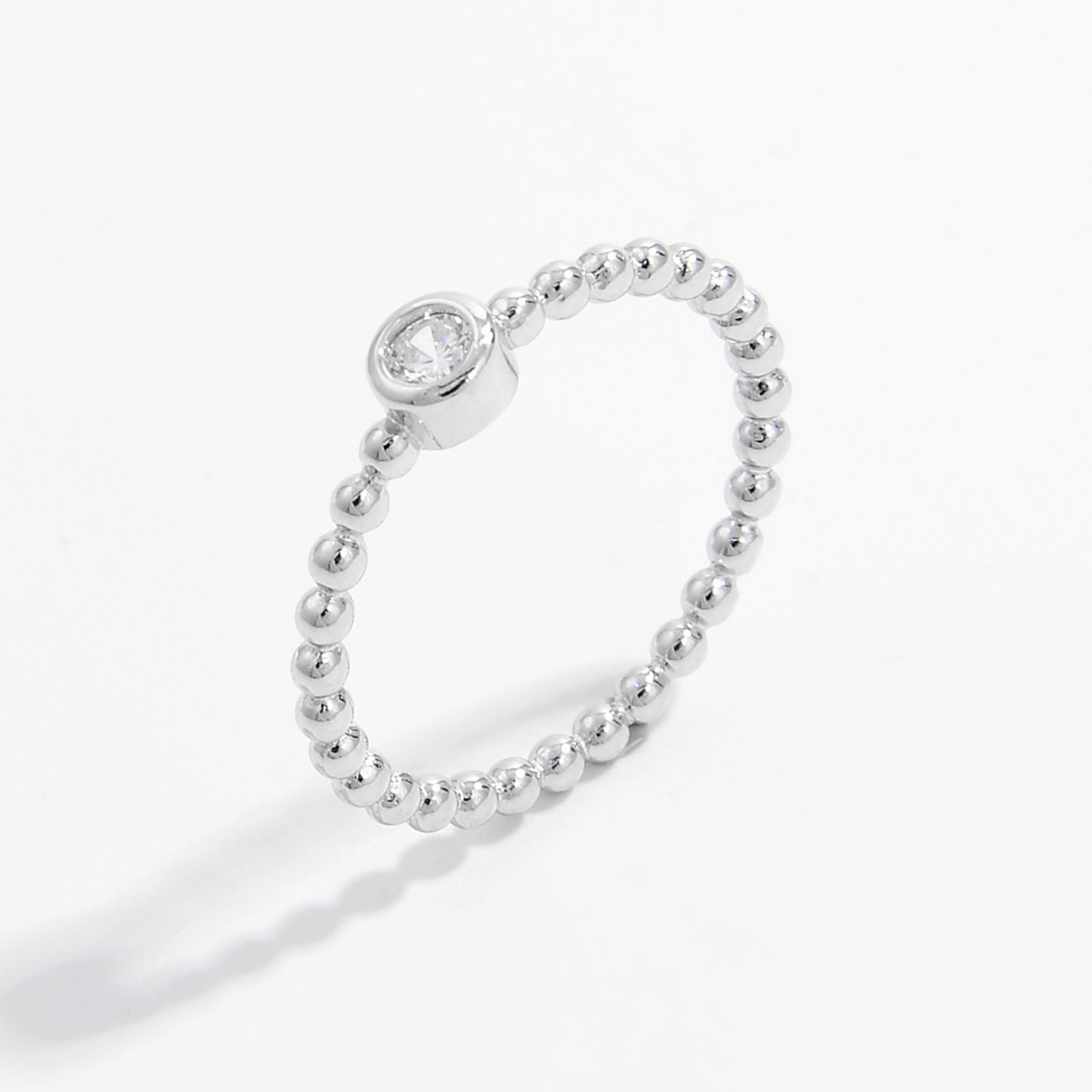 Zircon 925 Sterling Silver Bead Ring e21ed4b3-1026-4a29-b001-b32e832cd574-Max Trendsi