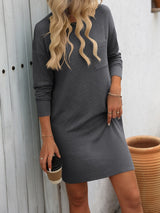 Mandy Striped Round Neck Long Sleeve Mini Dress Dark Gray e26495b5-a141-4f5e-ad60-5f5e2d26b459-Max Glownestbest