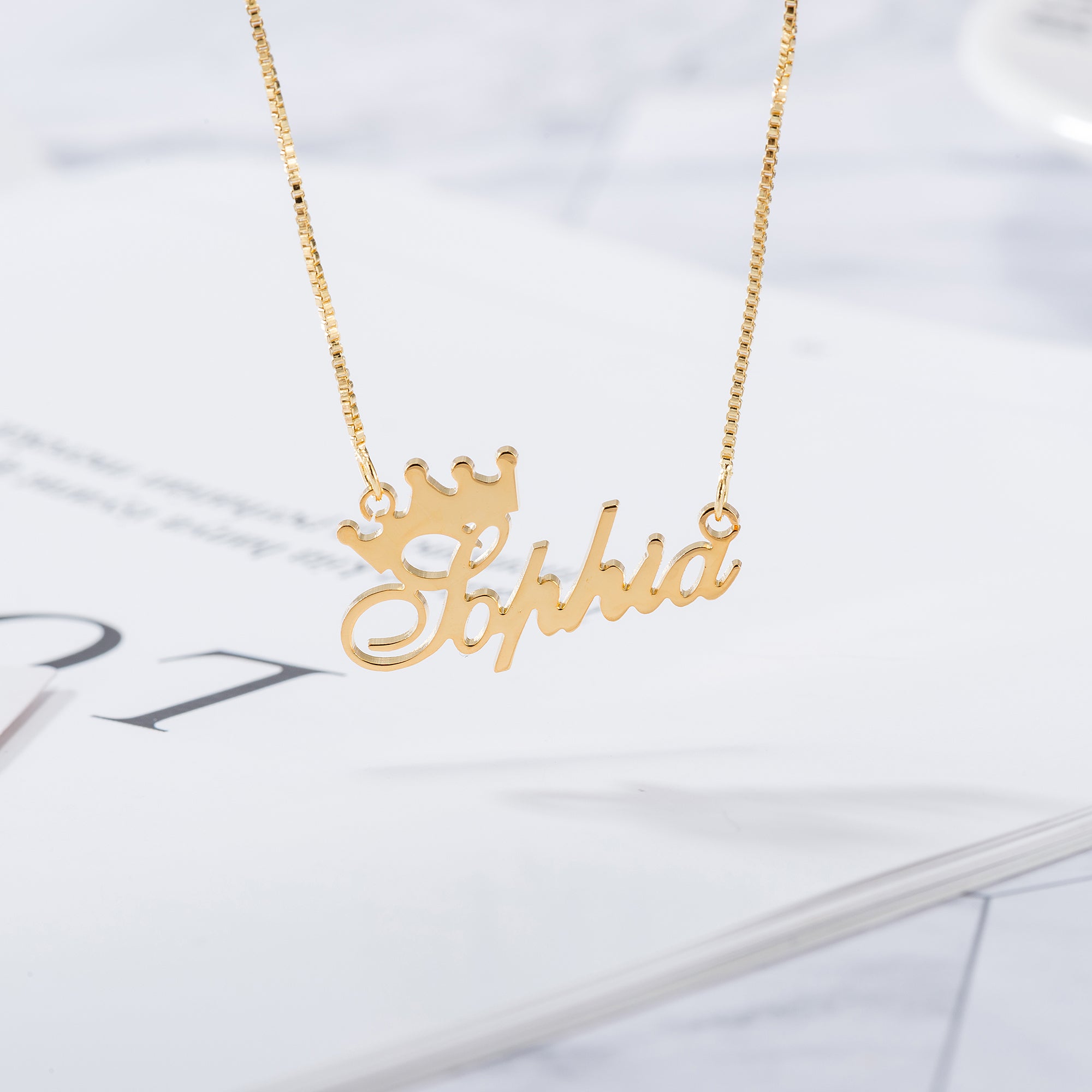Exquisite Crown Custom Name Necklace e26e0976-2269-4fde-8050-f8b64d1929eb Artshiney