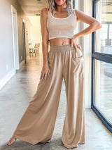 Pocketed Elastic Waist Wide Leg Pants Tan e2f85edd-c28b-466f-ad53-49816e5dc1f4-Max Trendsi