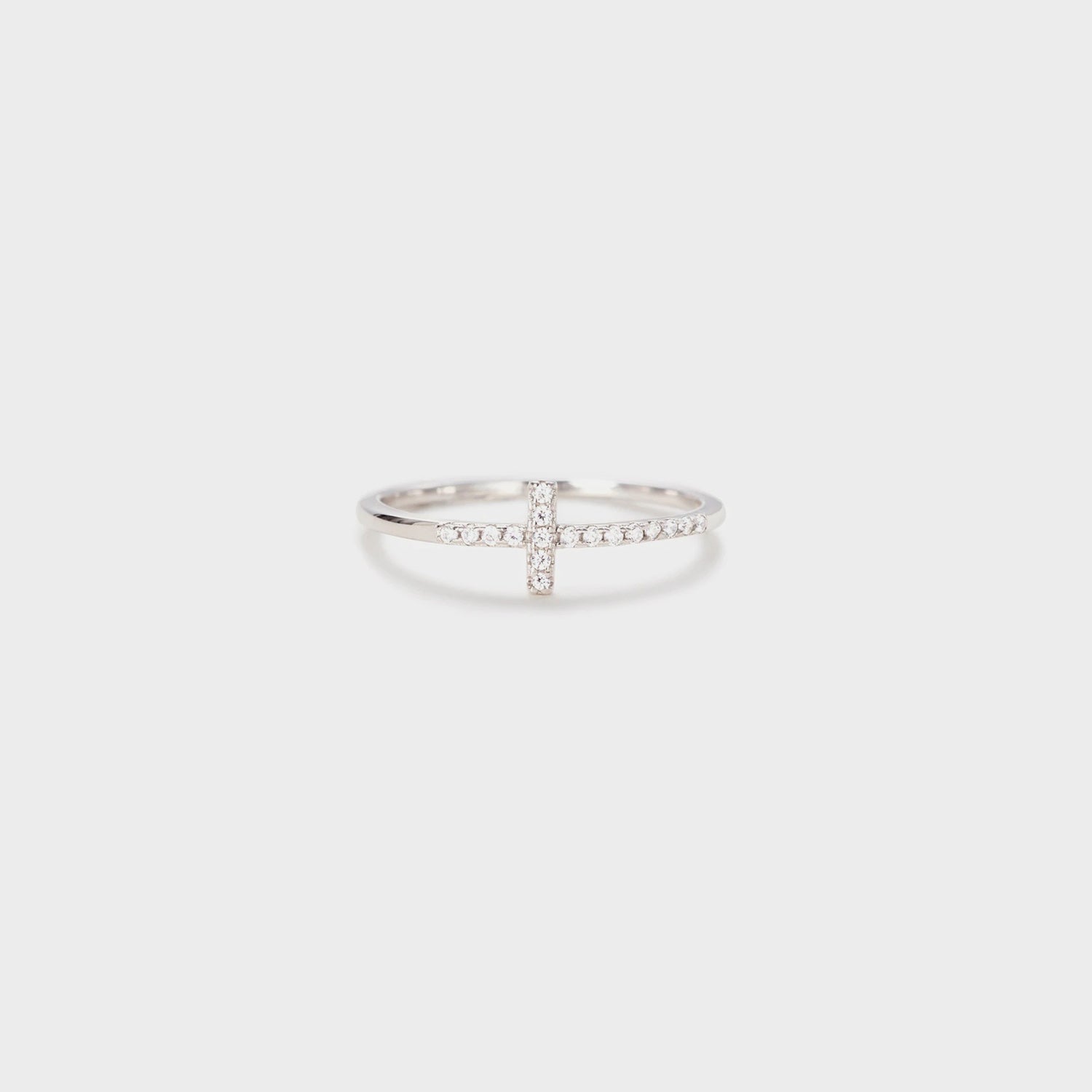 Cross Inlaid Zircon 925 Sterling Silver Ring Silver e311c2ce-7660-4eda-9416-151678aaeeec-Max Trendsi