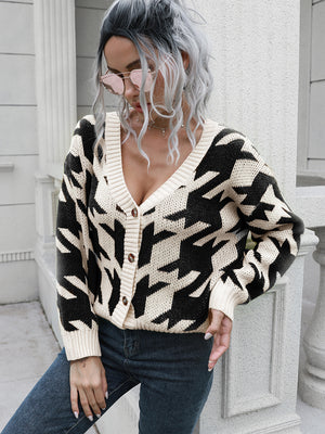 Houndstooth Button Down Cardigan Sand e357a202922748c5a2cd7f94c1c4886d-Max Glownestbest