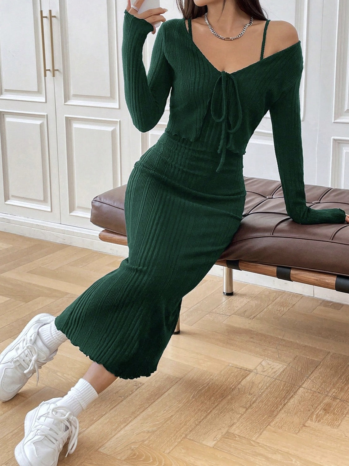 Cami Dress and Tied Long Sleeve Cardigan Set e38309b3-e816-4cdc-960a-729caca423a0-Max Glownestbest