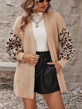 Pocketed Leopard Open Front Cardigan Tan e3cc4215-4f94-4f80-9bca-1ace53c1af87-Max Glownestbest