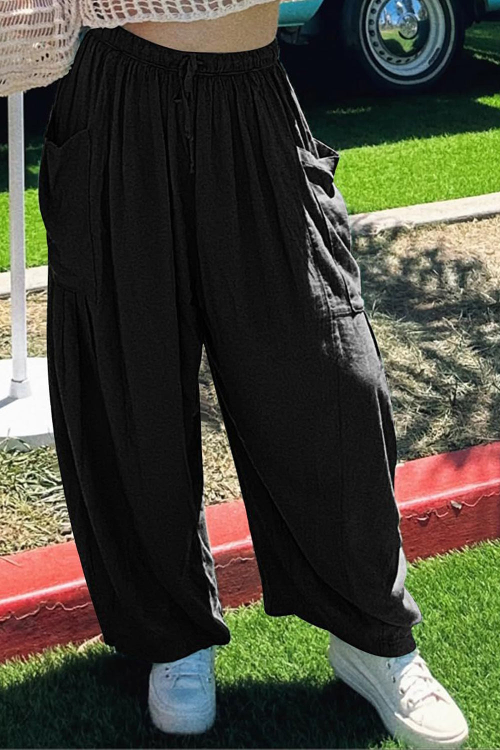 Full Size Pocketed Drawstring Wide Leg Pants e471b4d4-7343-4453-a81e-57f00c605f2a-Max Trendsi