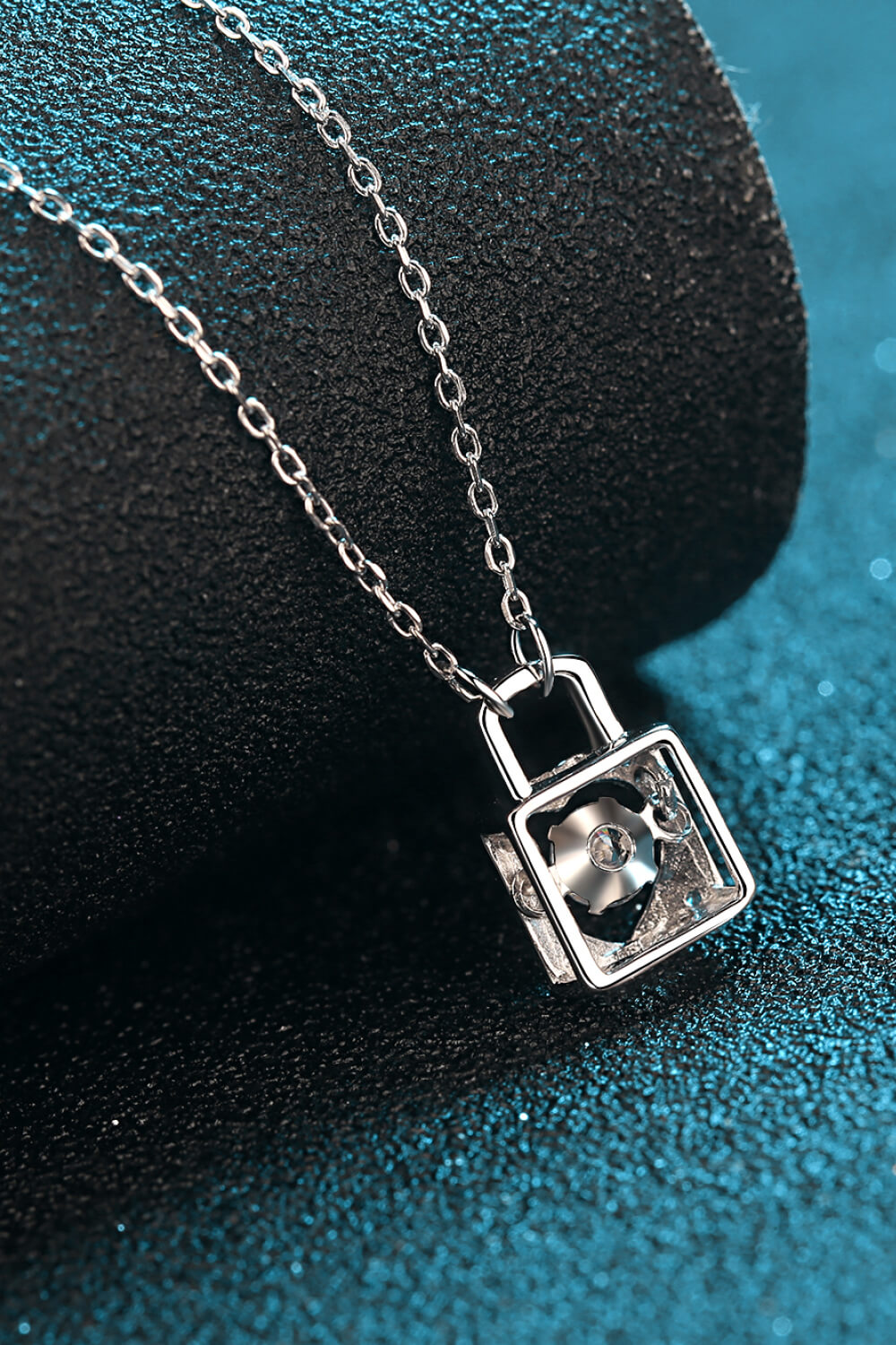 Adored Moissanite Lock Pendant Necklace e478388044b14d11aff02ece02063a1f-Max Glownestbest
